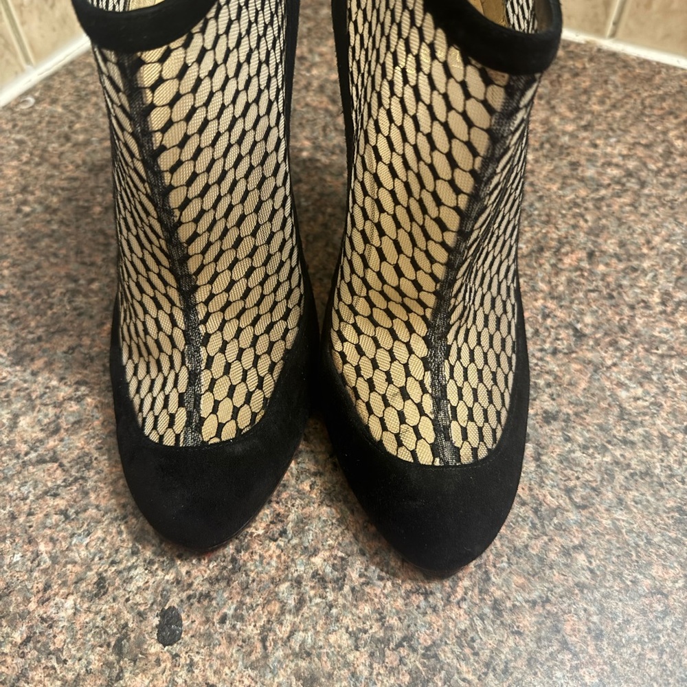 Christian Louboutin Black Mesh Ankle booties (fits like us 7) - Picture 1 of 5